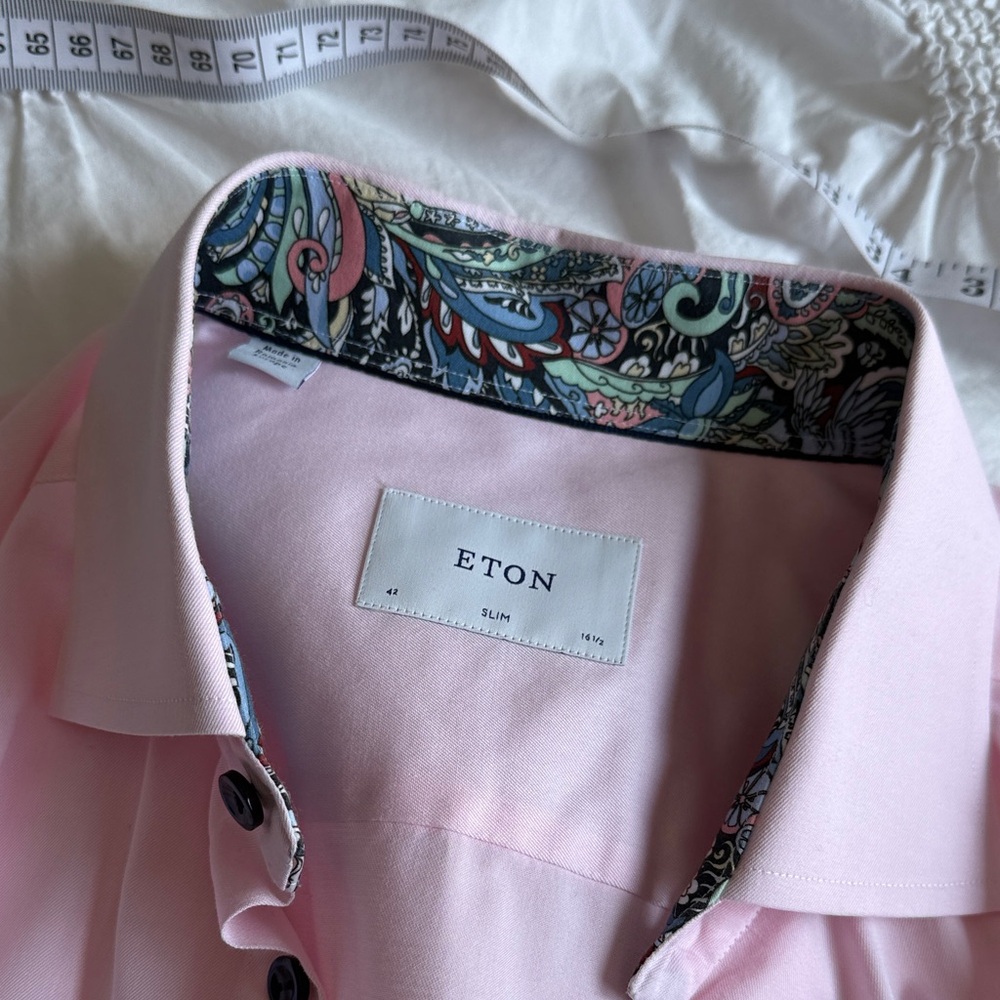 Eton Pink Dress Shirt with Paisley Inner Collar